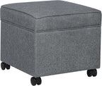 Adeco 17.5" Square Fabric Ottoman by Adeco