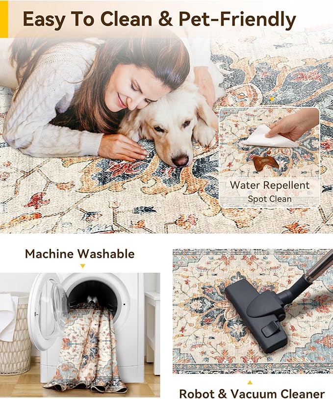 RELEANY Area Rugs 2'6"x14' Runner Rug Non Slip Washable - Image 3