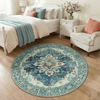 RELEANY Area Rugs Round 4ft Washable Non-Slip, Floral Vintage Distress Print - Image 3