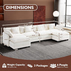 Ihanherry 146" U-Shaped Modern Sofa Modular Sectional Cloud Couch - Image 5