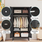 erosoei 71 "Metal Armoire Wardrobe Closet, Steel Clothing Storage Cabinet - Image 5