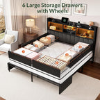 LARMACE King Bed Frame with 6 Storage Drawers, Bed Frame King Size with Linen - Image 3