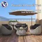 TWT Patio Furniture Set 4 Pieces Aluminum Outdoor Furniture w/27.8in Coffee - Image 2