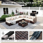 UPHA 9 Pieces Patio Furniture Sets, Wicker Outdoor Sectional Sofa Couch - Image 3