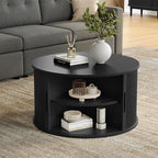 LINSY HOME Round Coffee Table, 31.5" Drum Coffee Table - Image 2