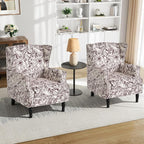 Pia Ricco Set of 2 Floral Accent Chairs, High Back Upholstered Armchairs - Image 6