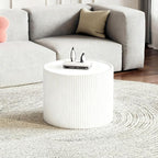 SSLine Round Drum Coffee Table Modern Sintered Stone Top Side End Table in - Image 3