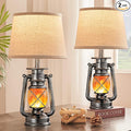 LEDIARY 18.72" Sliver LED Lantern Flickering Flame Table Lamps by LEDIARY