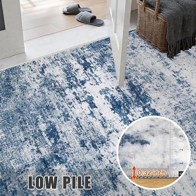 Round Area Rug for Living Room: 5 ft Washable Modern Abstract Soft Thin Rug - Image 6