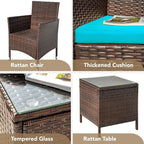 Devoko Patio Porch Furniture Sets 3 Pieces PE Rattan Wicker Chairs - Image 7