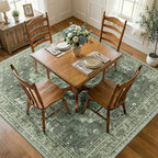 RELEANY Area Rugs Square 8ft Washable Non-Slip, Floral Vintage Distress Print - Image 2