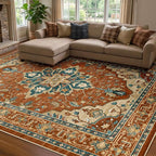 RELEANY Area Rugs 8'x10' Washable Non-Slip, Floral Vintage Distress Print by RELEANY