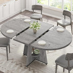 Extendable Dining Table, Round Kitchen Dining Room Dinner Table by JOCOEVOL