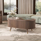 SULIVES Oval Coffee Table with Storage, Small Fluted Center Table - Image 6