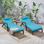 HOMREST Outside Chaise Lounge Chairs Set of 2, Adjustable 5 Position Outdoor PE - Image 4