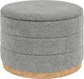 Round Storage Ottoman with Tray Lid, Folding Chenille Fabric Footrest with by ZOLANOful