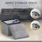 Ornavo Home Small Storage Ottoman Foldable Collapsible Cube Square Linen - Image 3
