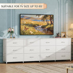 WLIVE 75.5'' White Dresser for Bedroom, TV Stand for 85, 65 Inch TV, 12 Drawer - Image 2