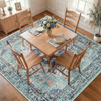 RELEANY Area Rugs Square 7ft Washable Non-Slip, Floral Vintage Distress Print by RELEANY