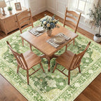 RELEANY Area Rugs Square 8ft Washable Non-Slip, Floral Vintage Distress Print - Image 2