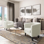 BELLEZE Accent Barrel Chair Set of 2, Linen Round Chair Club Tub Sofa Corner - Image 7