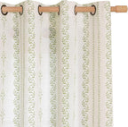 BGment Sage Green Floral Curtains 84 Inch Long, Light Filtering Linen Curtains by BGment