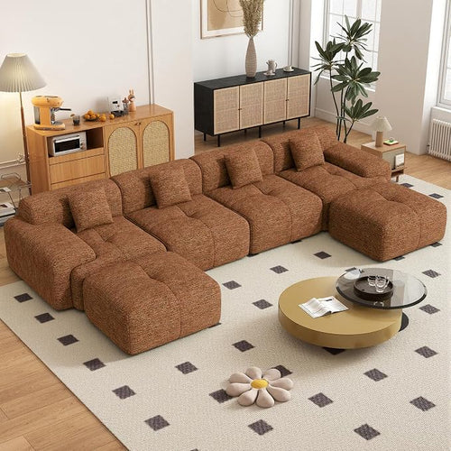 158" U Shaped Convertible Modular Couch, Cloud Couch Sectional by Nebuaegis
