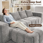 119" Boneless Couch, Oversized Cloud L Shaped Couch, Modular Sectional 4 Seater - Image 4