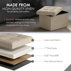 Ornavo Home Small Storage Ottoman, Foldable Collapsible Rectangle Linen Ottoman - Image 5