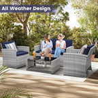 KROFEM 4-Piece Patio Furniture Set, Wicker Outdoor Rattan Sectional Sofa - Image 3
