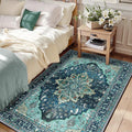 RELEANY Area Rugs 3'x5' Washable Non-Slip, Floral Vintage Distress Print by RELEANY