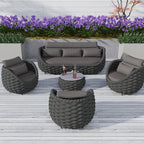 TWT Outdoor Patio Furniture Set-5 Pieces Aluminum Sectional Sofa, Metal Patio by TWT
