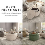 Furniture of America Lennox Modern Chenille 29-inch Round Storage Ottoman - Image 5