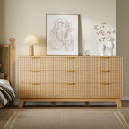 BORNOON 63" Long Dresser for Bedroom, 9-Drawer Fluted Dresser, Extra-Wide Wood - Image 4
