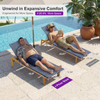 PURPLE LEAF Extra Wide Patio Chaise Lounge Set of 2 Outdoor Lounger French PE - Image 2