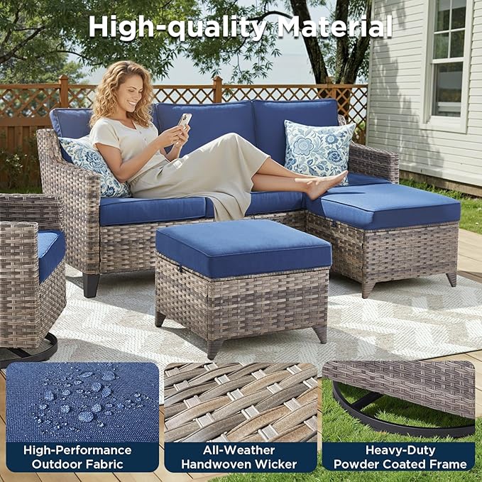 7 Piece Outdoor Patio Furniture Set-All Weather Outdoor Conversation Sets - Image 3