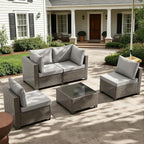 MOCHITO 5 Pieces Outdoor Patio Furniture Sets, All-Weather Sectional Sofa Dark by Unknown