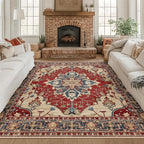 RELEANY Area Rugs Square 8ft Washable Non-Slip, Floral Vintage Distress Print - Image 8