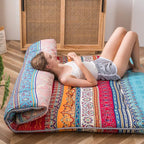 MAXYOYO Bohemian Retro Mattress Vintage Floral Japanese Futon Roll Up Tatami - Image 5