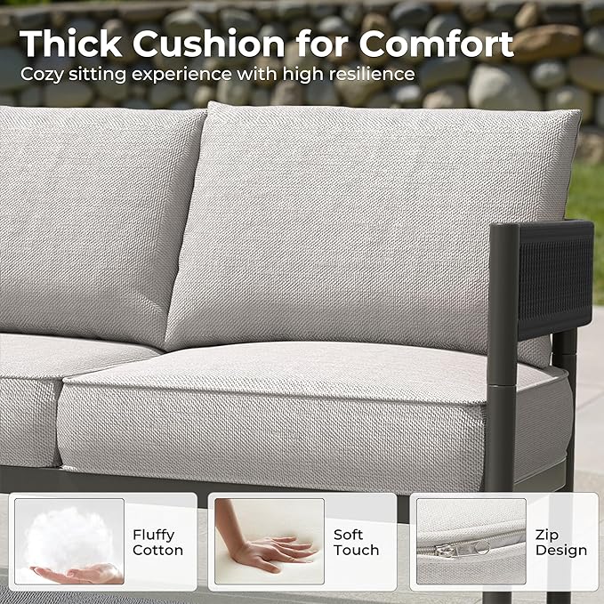 Grand patio 6-Piece Outdoor Furniture Set, 7 Seats Wicker Sofa Conversation Set - Image 8