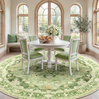 RELEANY Area Rugs Round 8ft Washable Non-Slip, Floral Vintage Distress Print - Image 2