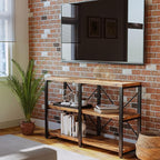 IRONCK Bookshelf Double Wide 47 in 3-Tier, Industrial Bookcases, Wood and Metal - Image 4