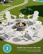 SERWALL Round Outdoor Side Table Set of 2, HDPE Small Adirondack Double End - Image 7