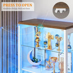 FREDEES Display Cabinet with Glass Doors, Tall Bookcase with 3 Color Lights and - Image 3