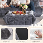 Bean Bag Ottoman, Memory Foam Lazy Bean Bag Sofa, Fireside Chair Foot Rest - Image 5