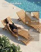 Folding HDPE Pool Lounge Chairs Set of 4, Pre-Assembled Outdoor Chaise Lounge - Image 5