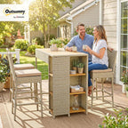 Outsunny 5 Piece Outdoor Bar Set, Wicker Outdoor High Top Table and Chairs - Image 2