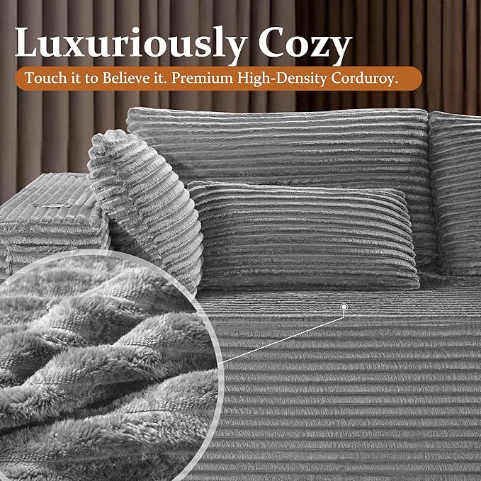72" Cloud Sectional Couch, Comfort Sleep Sofa - Image 5