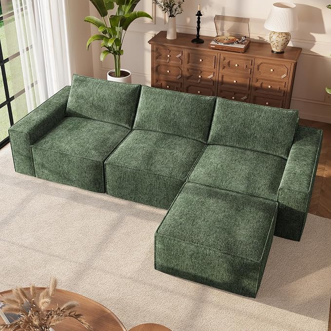Vesgantti 114" Modular Boneless Couch, Modern 3 Seater Sectional Sofa by Vesgantti