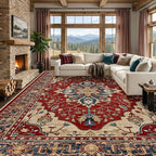 RELEANY Area Rugs 9'x12' Washable Non-Slip, Floral Vintage Distress Print by RELEANY